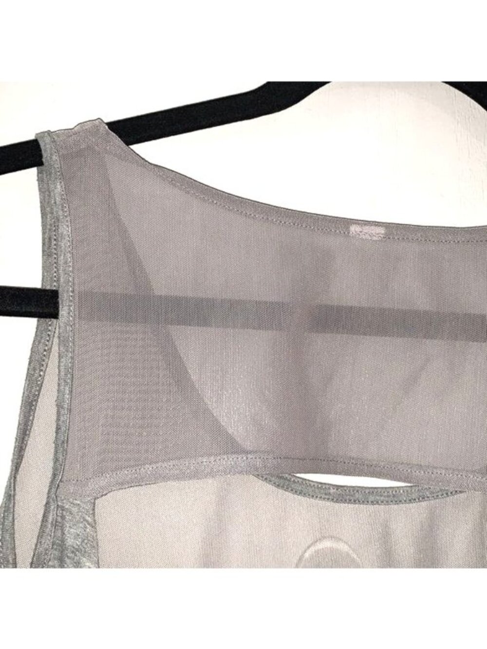 Gray Mesh Back Heathered Tank Top Lightweight Breathable Yoga Activewear Womens - Picture 7 of 9